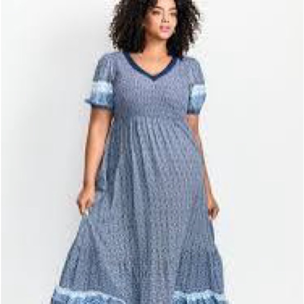 Avenue Blue and White Maxi Dress - Picture 4 of 12